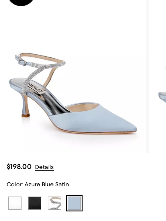 Badgley Mischka Shoes - Badgley Mischka Light Blue Satin Pointed Slingback with Crystal Ankle Strap NWT